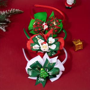 TEMU 3-팩 페스티브 크리스마스 리본 헤어밴드, & 크리스마스 트리 디자인, 폴리에스테르 헤어밴드, 귀여운 헤어 액세서리, 소녀를 위한 완벽한 크리스마스 선물