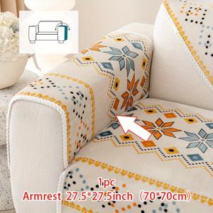 TEMU 보호-시크 플러시 소파 커버 - 미끄럼 방지, 애완동물 친화적 모든 좌석용 소파 보호대 - 기계 세탁 가능한 플란넬 슬립커버 자카드 디자인 - 홈 데코