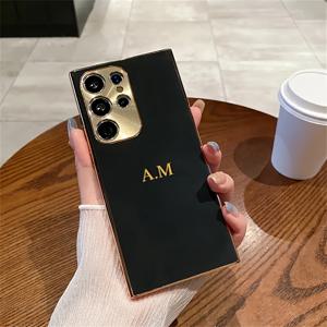 TEMU 삼성 갤럭시 S22 S23 S24 울트라 플러스용 맞춤형 골드 이름 레터 케이스 - 충격 방지 범퍼, 램스킨 PU 가죽, 렌즈 보호 커버, 맞춤형 휴대폰 액세서리,스타일리시한 폰 커버,우아한 디자인,고품질 커버,맞춤형 폰 케이스,삼성 사용자,기술 애호가들