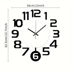 TEMU 1개, 현대적인 투명 원형 벽시계, 조용한 스윙 기능, 배터리 구동, 틱 소리가 없는, 거실, 사무실, 침실, 집 장식에 적합. (배터리 미포함)|벽시계|벽시계