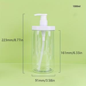 TEMU 대용량 리필 가능한 펌프 디스펜서 병 - 샴푸, 컨디셔너 및 로션용 클리어 와이드 마우스 - 튼튼한 PET 소재, 500/1000ml