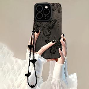 TEMU 아이폰 모델 16, 15, 14, 13, 12, 11 프로 맥스 플러스용 3D 하트 레니어드 폰 케이스, 레트로 스케치 나비가 제공하는 충격 방지 보호를 제공합니다.