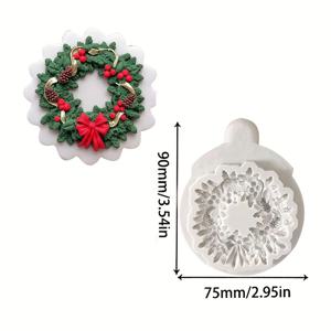 TEMU 크리스마스 리스 실리콘 몰드 - 케이크 및 크리스마스 클레이 공예용, 홀리 잎 퐁당, 검페이스트, 에어 드라이 클레이 몰드