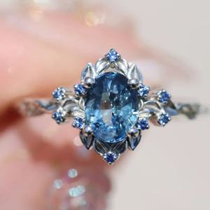 TEMU 블루 시스틱 큐빅 자이콘트가 장식된 우아한 고급 구리 혼인 반지, 다용도 보석으로 일상 착용, 파티, 결혼식, 특별한 기념일에 적합, 데이와 크리스마스 선물로 이상적인 선택