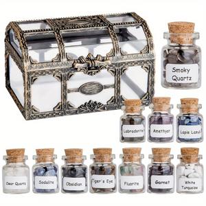 TEMU 11개/세트 위칸 합성 보석 및 , 진짜 크리스털 조각, 유리병 대량 합성 보석 차크라 위칸 용품 제단 장식 선물 세트