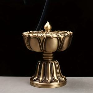 TEMU 1pc 로투스 향로용 우아한 구리 합금 - 고유형 콘형 디자인, 아가우드 및 산들우드에 이상적, 가정 및 차방 장식에 완벽, 크리스마스, 할로윈, 추수감사절, 발렌타인데이 및 라마단(이드 알피트르) 동안 분위기를 향상시킵니다. 향로 홀드