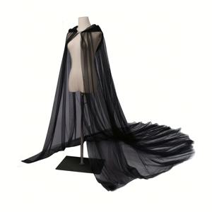 TEMU 결혼식과 파티용 후드가 있는 폴리에스테르 롱 케이프 - 단일 레이어, 손 세탁 가능, 깃털이 없는 아세테이트 섬유 파티 로브 코스튬 액세서리 (1개 세트) - 코스프레와 가면 무도회 공연용