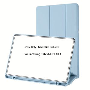 TEMU 삼성 갤럭시 탭 S6 라이트 10.4인치 2020-2024용 펜슬 홀더가 있는 케이스 - 가벼운 소프트 실리콘 보호 커버, 조절 가능한 스탠드, 자동 수면/각성 기능, 방수 및 미끄럼 방지, 접이식 디자인으로 휴대성 향상, 태블릿 보호, 현대적인 태블릿 커버, 내구성 있는 태블릿 커버, 탭 케이스