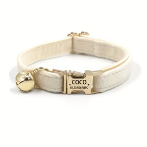 TEMU 1개 맞춤형 패션 벨벳 고양이 목걸이, 레이저 각인 이름 및 전화번호 ID 태그 포함 - 부드럽고 편안하며 내구성이 뛰어난 벨, 조절 가능한 나일론 강아지 목걸이, 소형견에서 중형견에 적합, 애완동물 목걸이 | 우아한 강아지 액세서리 | 부드러운 질감