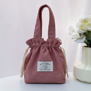 TEMU Eonothem 여성 토트백 - 부드러운 코듀로이 드로스트링 가방, 고정 숄더 스트랩, 라이트 브라운 & 옵션, 라이트 & 옵션, 데일리, 쇼핑, 일상 외출에 적합, 스몰, 데일리 캐리올, malist Hand, 내구성 좋은 폴리에스터|테무쇼핑|토트백