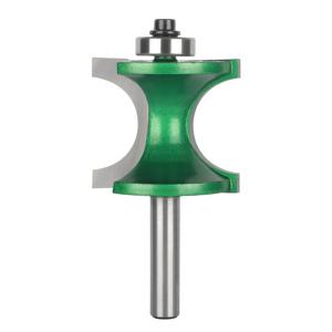 TEMU 1개 8mm 샤프트 반원형 베어링 목공 라우터 비트 - 정밀 트리밍, 조각 및 목재 표면 형상 조정용 녹색 코팅 하프 라운드 엣지 커터, 엣지 쉐이핑 | 매끄러운 마무리 | 텅스텐 스틸 비트
