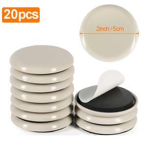 TEMU 20개 베이지색 플라스틱 자체 접착 카펫 가구 글라이드, 쉬운 이동 보호 커버가 있는 둥근 의자 다리 슬라이더, 가정용 가구