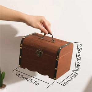 TEMU 대용량 빈티지 스타일 목재 보관함 잠금장치 포함 - 내구성 있고 넉넉한