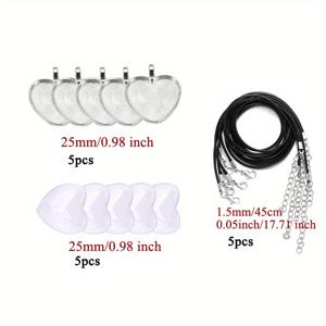 TEMU 15개 하트 모양 펜던트 트레이 주얼리 만들기 키트 - 유리 캐보션 & 합금 프레임 포함, 양면 회전 가능한 홀로우 DIY 공예, 라인스톤 참, 비즈, 레진 아트용 - 수제 선물 재료 (전원 불필요)