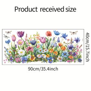 TEMU 화려한 꽃과 나비 벽 스티커 - 침실 & 거실 장식용 자체 접착 매트 마감 PVC 스티커, 컬러풀한 꽃과 녹색 잎사귀가 있는 현대적 스타일, 쉬운 적용 홈 데코, 나비 장식