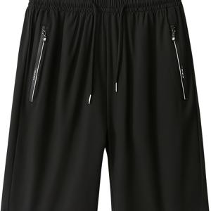 TEMU 남성 여름 슬림핏 블랙 반바지 - 통기성, 빠른 건조, 가벼움, 포켓, 캐주얼 웨어, 캐주얼 웨어 반바지 | 슬림핏 반바지 | 내구성 있는 원단