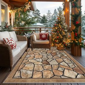 TEMU 1pc, 골든 벨벳 재질, 돌 프린트 패턴 야외 카펫, 마당 RV 캠핑에 적합, 야외 실내 및 실외 지역 카펫 매트, 마당 야외 장식, 발코니 피크닉 카펫