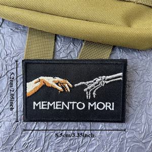 TEMU Memento Mori 자수 애플리케이션, 전술 배낭용, 혼합 색상 핸드 투 핸드 스켈레톤 패치, 패스너 백킹이 있는 모럴 배지