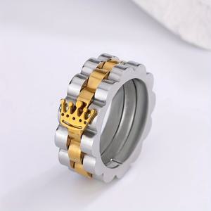 TEMU 1pc 우아한 남성용 스테인레스 스틸 반지, 왕관 디자인, 내구성 있는 304 스테인레스, 세련된 간단한 스타일, 일상적인 착용과 특별한 기회에 독특한 매력을 부여합니다.