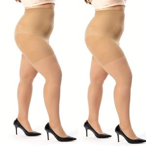 TEMU 1/2/3/4쌍 여성용 플러스 사이즈 시스루 팬티스타킹, 하이웨스트 컨트롤 탑 타이츠, 강화 발가락 소프트 블랙 양말, 통기성 얇은 데일리 스타킹, 여성 속옷 및 양말