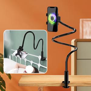 TEMU 조절 가능한 클램프 클립, 침대, 책상용 오버헤드 휴대폰 마운트 스탠드, 모든 휴대폰과 호환 가능 - 전체 길이, 견고한 구조, 쉬운 설치