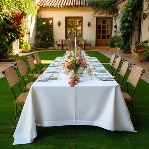 TEMU 1개 폴리에스터 흰색 직사각형 테이블보 | 결혼식, 프로포즈, 생일 등 다용도로 활용 가능 - 파티 장식 및 일반적인 사용에 이상적