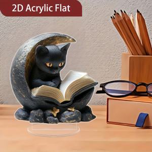 TEMU 2D 플랫 - [2D 플랫] 클래식 블랙 캣 아크릴 장식품, 2D 투명, 전기 없이 사용 가능, 생일, 졸업식, 크리스마스, 할로윈 장식용 다양한 방 타입 데스크 장식, 가을 홈 컬렉터블 피규어