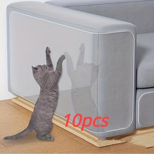 TEMU 10장 팩 퍼가드 투명 고양이 스크래치 테이프 - 방수 PVC 가구 보호대, 양면 소파 및 리클라이너 실드, 실내 애완동물 스크래치 방지 스티커
