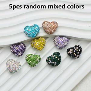 TEMU 하트 유리구슬 5개 세트 - 클레이 인조 보석 포함 DIY 액세서리, 네일 아트 & 펜 비딩 키트, 공예용 클레이 채움 유리구슬 (클레이 비즈/합성 보석 호환)