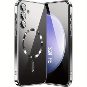 TEMU 삼성 S25 럭셔리 마그네틱 케이스 S24 S23 S22 S21FE 울트라 플러스 A55 A35 A15 무선 충전 반투명 소프트 케이스, 세련된 디자인, 폰 케이스,유연한 커버,슬림 폰 케이스,스마트폰 소유자