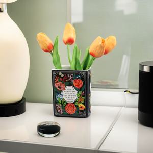 TEMU 1개 빈티지 비밀 정원 세라믹 꽃병/펜 홀더 - 식탁 및 침실용 창의적인 책 모양 꽃 장식, 이상적인 선물, 홈 데코용 꽃병