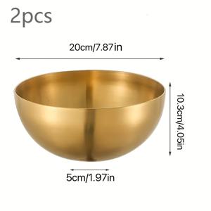 TEMU 2개 골든 스테인리스 스틸 믹싱 볼 세트 - 내구성 있고, 깨지지 않는, 샐러드, 디저트, 밥, 파스타용 다용도 라운드 볼 - 가정, 파티, 결혼식, 휴일에 이상적 - 녹슬지 않는
