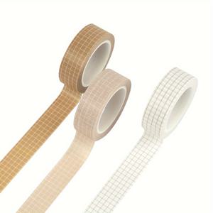 TEMU 하얀색, 복숭아색, 짙은 갈색의 세 가지 체크 무늬 와시 테이프 세트 - 393.7인치 길이의 각 롤은 쓰기에도 쉽고 찢어내기도 쉬워서 공예, 장식, 선물 포장에 완벽합니다.