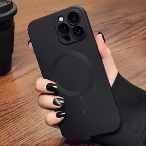 TEMU 매트 자석 무선 충전 폰 커버, 아이폰 모델 17, 에어, 16, 15, 14, 13, 12, 11 프로 맥스, 플러스, X, Xs 맥스, Xr, 8, 7 호환 가능. 렌즈 보호 기능 포함, 충격 방지, 소프트 TPU 제작, 일상 사용에 이상적, 자신이나 친구에게 훌륭한 선물로 완벽한 폰 케이스, 핸디 커버