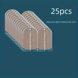 TEMU 25팩 지퍼형 의류 보관백 - 내구성 강한 투명 방진 및 방수 플라스틱 옷 커버, 지퍼 클로저, 재사용 가능한 옷걸이 옷장 보관용 (코트, 정장, 드레스, 셔츠 다양한 사이즈 호환)|방수가방