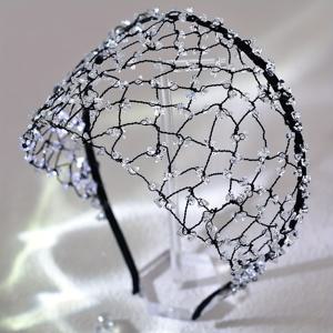 TEMU 1개 반짝이는 비즈 그리드 와이드 헤어밴드 - 바로크 스타일 웨딩 파티 여성용 헤어 액세서리, 가벼우면서 편안함, 손세탁 전용, 중동 특수 라인 A102, 신부 액세서리 | 우아한 머리 장식 | 장식, 웨딩 액세서리