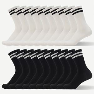 TEMU 가을과 겨울에 여성을 위한 6 켤레/20 켤레의 다중 사양 흑백 회색 2극 수평 줄무늬 양말, 상어 바지와 함께 미드 튜브, 외부 착용 트렌디 양말, 긴 양말, 인스 트렌드