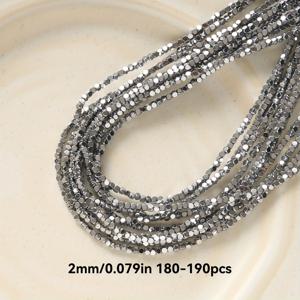 TEMU 2Mm 컷 오각형 큐브 헤마이트 비즈, 약 180-190개/줄, DIY 수제 보석 만들기 재료, 팔찌, 목걸이, 귀걸이 창의적인 액세서리