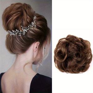 TEMU 2개 여성용 100% 인모 엉킴된 번 엠파스 - 리얼한 곱슬업스타일 헤어피스, 탄성 밴드 포함, 4가지 색상 (브라운블론드/레드), 데일리 및 특별한 행사용 자연스러운 룩, 헤어 번 엠파스, 이벤트 헤어피스, 안정적인 착용감 헤어피스