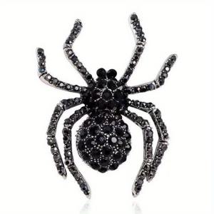 TEMU 1개 빈티지 고딕 브로치 핀 - 블랙 센터 & 클리어 라인스톤 장식, 할로윈 코스튬 파티 액세서리, 여성 및 남성용 피어싱, 호러 팬을 위한 고딕 주얼리 선물, 테마 이벤트 액세서리, 정교한 공예 기술, 라인스톤 디테일