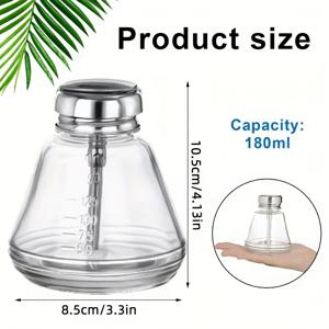 TEMU 네일 폴리쉬 리무버 및 액체용 6.09oz 투명 유리 펌프 병, 홈 & 여행용 푸시 디스펜서와 메탈 튜브 코어