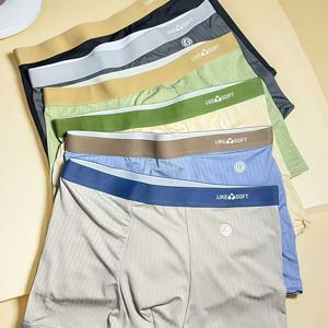 TEMU 랜덤 남성용 플랫 앵글 언더팬츠 6개 팩, 편지체 허리밴드와 대조 색상이 있는 새로운 트렌디 스타일, 일상 착용에 적합