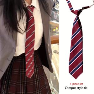 TEMU 남녀 공용 캠퍼스 스타일 대학 스타일 빨간 줄무늬 JK 넥타이 매듭 일본식 학교 교복 졸업식 셔츠 매칭