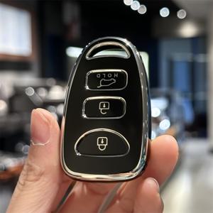 TEMU 현대 엘란트라 액센트 소나타를 위한 for KIA 옵티마 3 버튼 + 패닉 키리스 엔트리 리모컨 커버, 튼튼하고 유연하며 키에 쉽게 설치할 수 있는 TPU 키 쉘 케이스