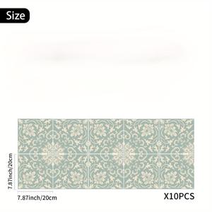 TEMU 10pcs 레트로 꽃무늬 타일 벽 스티커 - 7.87