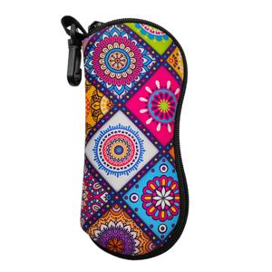 TEMU 1개 만다라 패턴 네오프렌 안경 케이스 - 방수 경량 스크래치 방지 지퍼 클로저, 남녀 공용 컴팩트 데일리 액세서리
