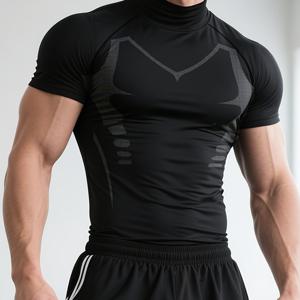 TEMU 남성용 하이넥 기하학적 프린트 운동 상의 - 빠른 건조, 통기성, 신축성 있는 스포츠, 러닝, 피트니스 및 사이클링용 소재 - 슬림핏, 흰색과 회색 디자인, 캐주얼 착용 또는 활동적인 라이프 스타일에 적합, 운동 셔츠, 피트니스 의류, 세련된 스포츠 의류, 편안한 핏