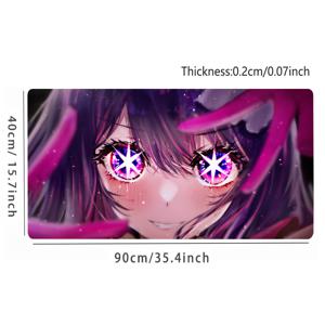 TEMU 1개 MQCRWFQ 호시노 애니메이션 대형 마우스 패드 - 스티치 처리된 가장자리, 미끄럼 방지 방수 고무 베이스, 생동감 넘치는 보라색 & 핑크 애니메이션 디자인, 사무실 및 홈 컴퓨터용 데스크 매트