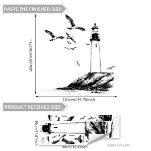 TEMU 새로운 블랙 시리즈 심플한 랜드마크와 비행하는 새 아트 벽 스티커 거실 및 침실 장식 배경 벽 스티커 (Ms3351-Yl)