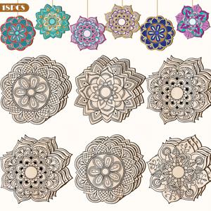 TEMU 미완성 만다라 색칠하기 목재 공예 세트 18개, 창의적인 크래프트 페인팅 키트, 고품질 재료, 선명한 라인, 쉬운 착색, 다용도 제작 목재 장식품